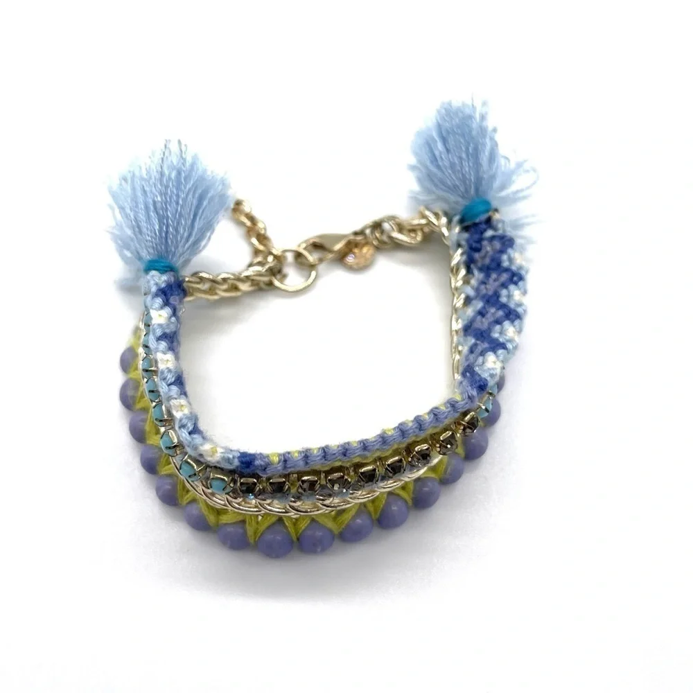 Loft Braided Tassel Bracelet with Rhinestones Accent